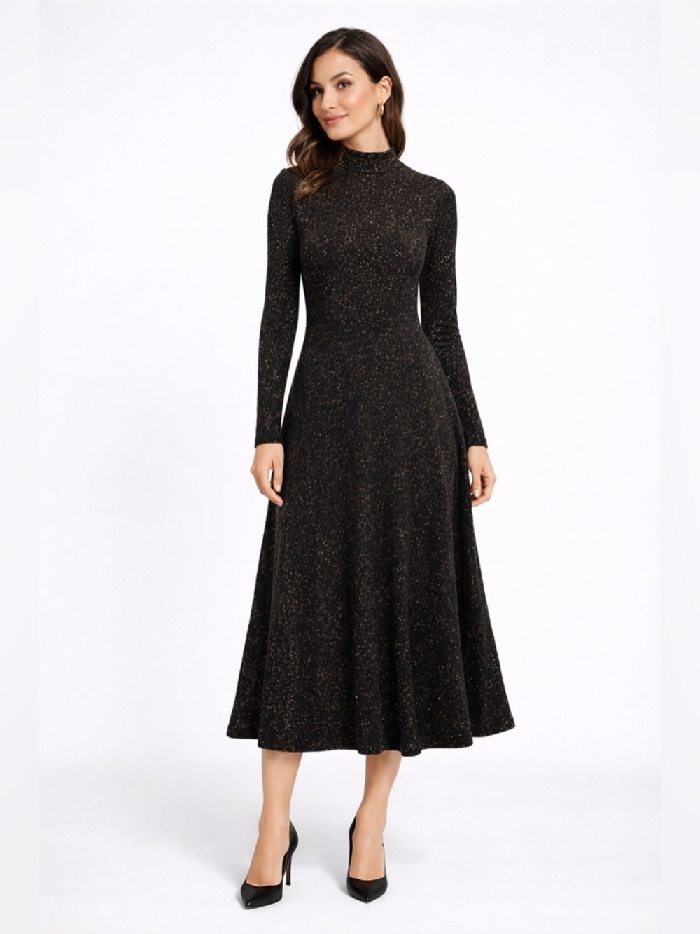 H&M Shimmering Black Long Sleeve Dress